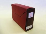Carton, ev. č. 30;  12 x 29,5 x 40, date: before 1990,  red/brown colored carton;  The Archive of city Svratka;  Donated by SOkA city Žďár nad Sázavou, III/2007