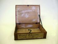 Wooden Box, ex. Num. 33;  13 x 52 x 40 cm, 19th century,  Varnished wood, mounting and lock, inner braid.  Original box for testaments ("2. Original Testamente, B 1 - 226").  Donated by National Archive in Prague, I. Dep., V/2007